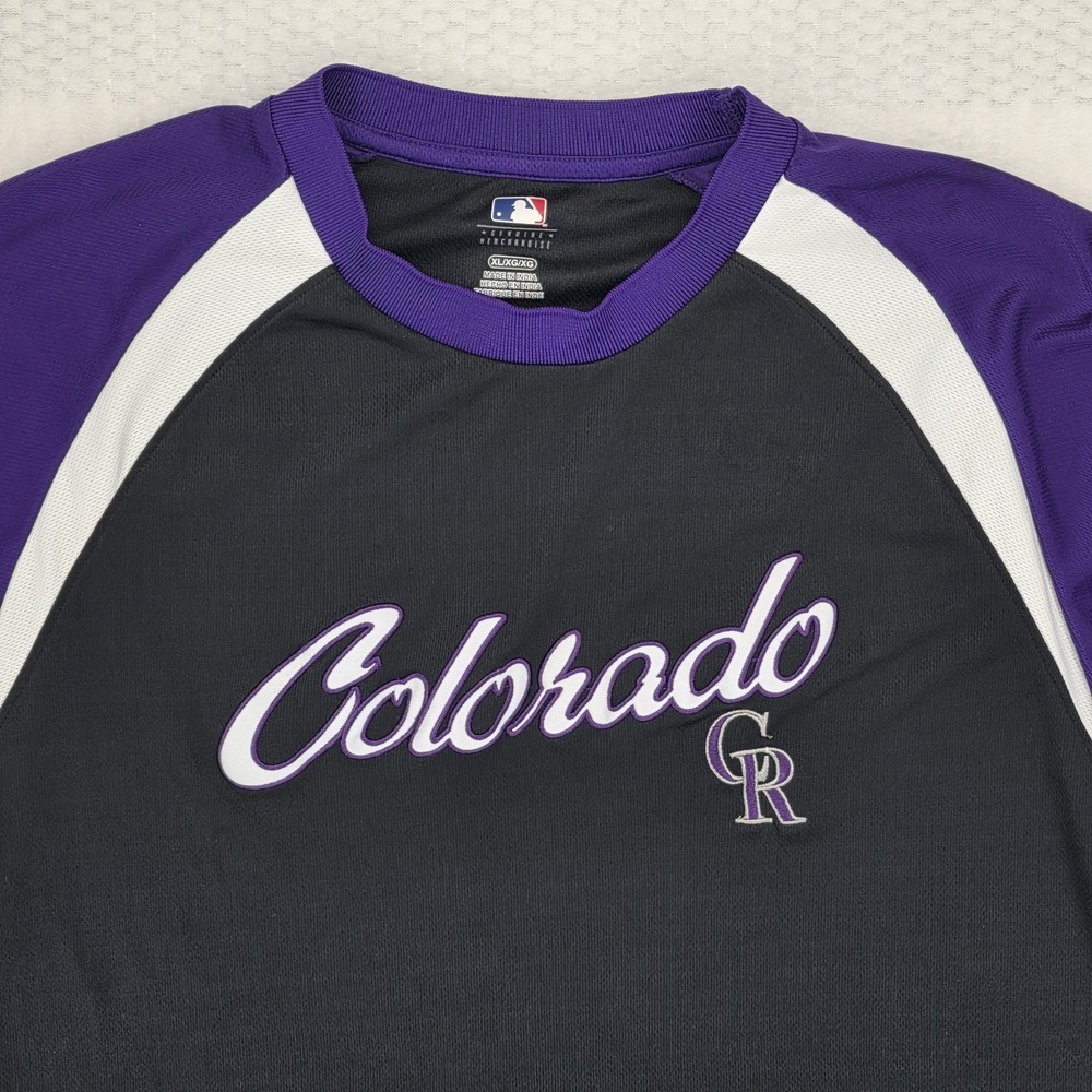 Colorado Rockies MLB Cool Base Pullover Purple Black Batting Practice Size XL - Picture 2 of 5